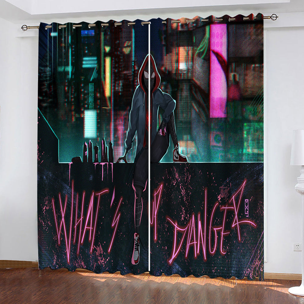 Spider-Man Into the Spider-Verse Curtains Pattern Blackout Window Drapes (Online Order Only)