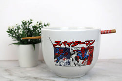 Spider-Man Kanji Manga Panels (Marvel Comics) 5" Ceramic Bowl with Chopsticks (ONLINE ORDER ONLY)