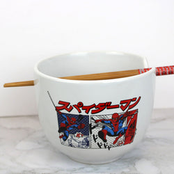 Spider-Man Kanji Manga Panels (Marvel Comics) 5" Ceramic Bowl with Chopsticks (ONLINE ORDER ONLY)