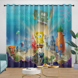 SpongeBob SquarePants Curtains Blackout Window Drapes Room Decoration