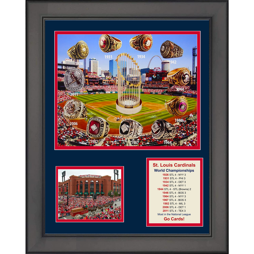 Framed St. Louis Cardinals 11x World Series Champions 11"x14"Baseball Three Photo Collage (ONLINE ORDER ONLY)