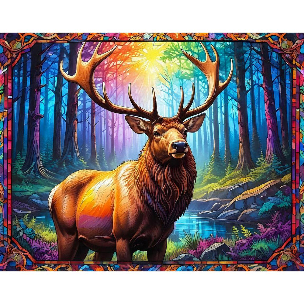 Stain Glass Elk 1000 Piece Jigsaw Puzzle Springbok (ONLINE ORDER ONLY)
