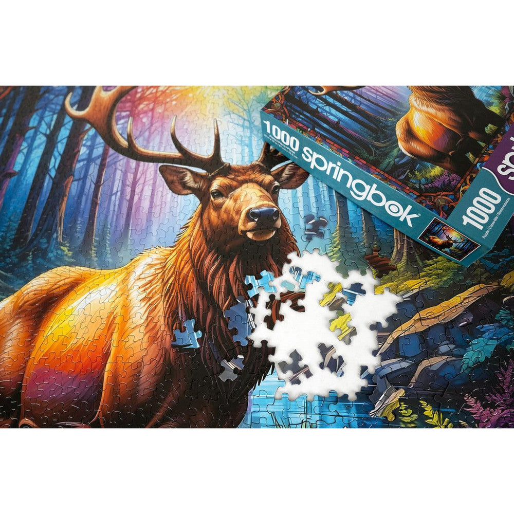 Stain Glass Elk 1000 Piece Jigsaw Puzzle Springbok (ONLINE ORDER ONLY)