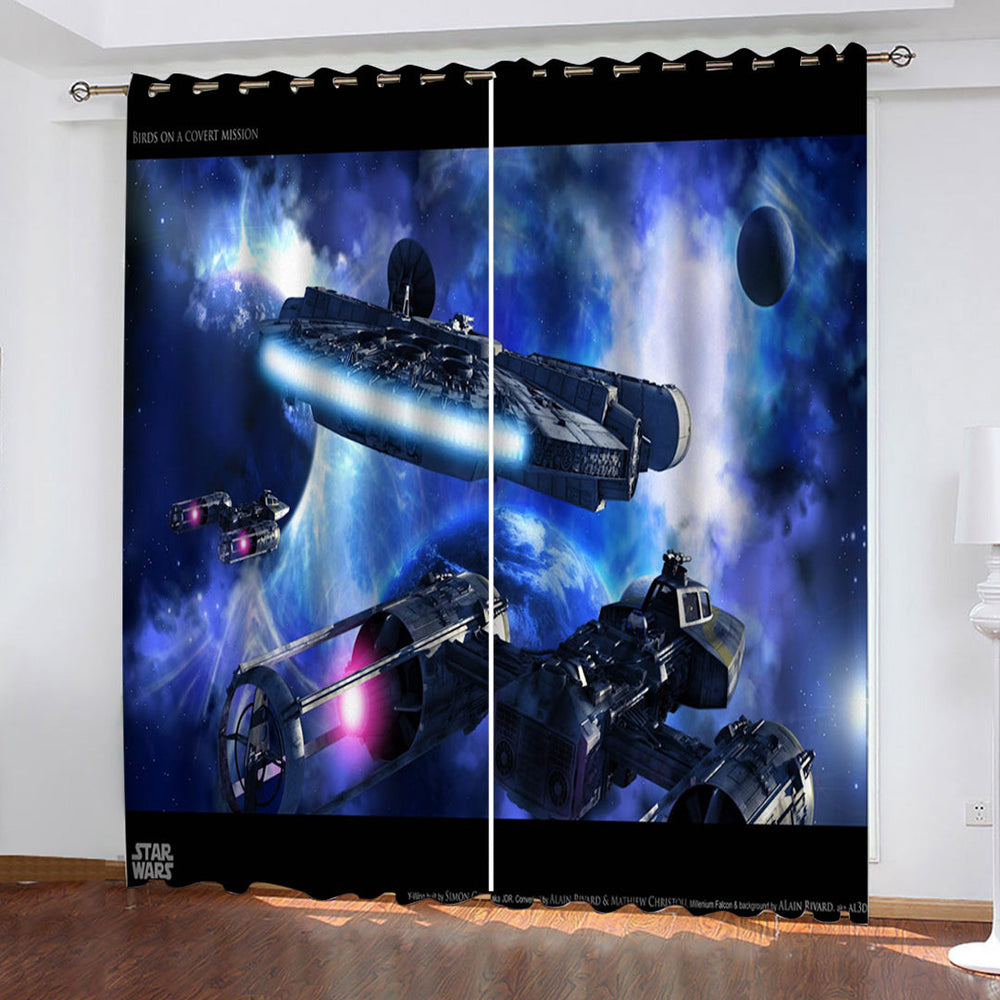 Star Wars Curtains Spaceship pattern Blackout Window Drapes (Online Order Only)