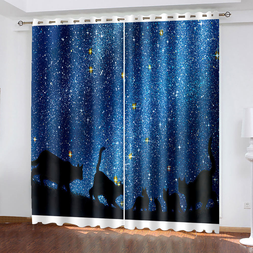 Starry Sky Space Curtains Blackout Window Treatments Drapes Room Decor (Online Order Only)