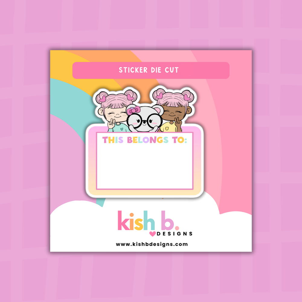 This Belongs To|Kenny & Emma Bear|  Sticker Die Cut (ONLINE ORDER ONLY)