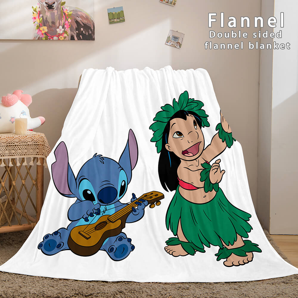 Stitch and Angel Flannel Blanket Cozy Bed Blankets Soft Throw Blanket (Online Order Only)