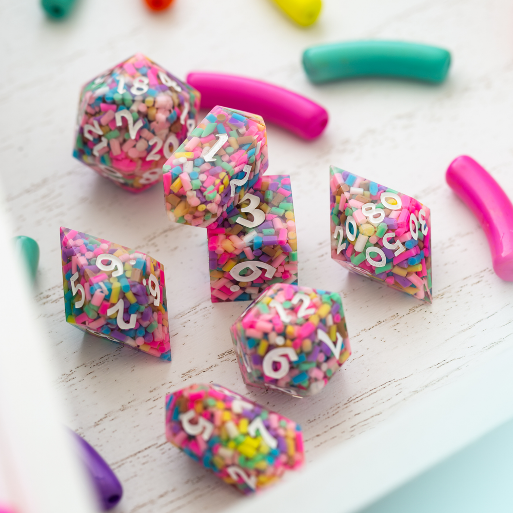 Sugar Rush Handmade Resin DND Dice Set (ONLINE ORDER ONLY)