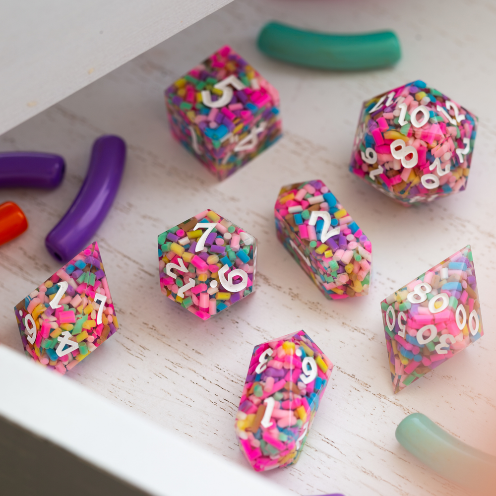 Sugar Rush Handmade Resin DND Dice Set (ONLINE ORDER ONLY)