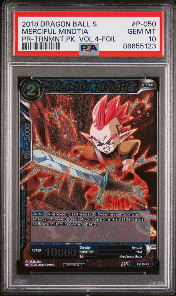 2018 DRAGON BALL SUPER MERCIFUL MINOTIA #P-050 - PSA 10 (Online Order Only)