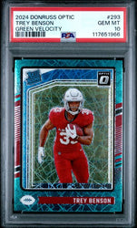 Graded 2024 Panini Donruss Optic Trey Benson #293 Green Velocity Rookie RC Football Card PSA 10 Gem Mint (ONLINE ORDER ONLY)