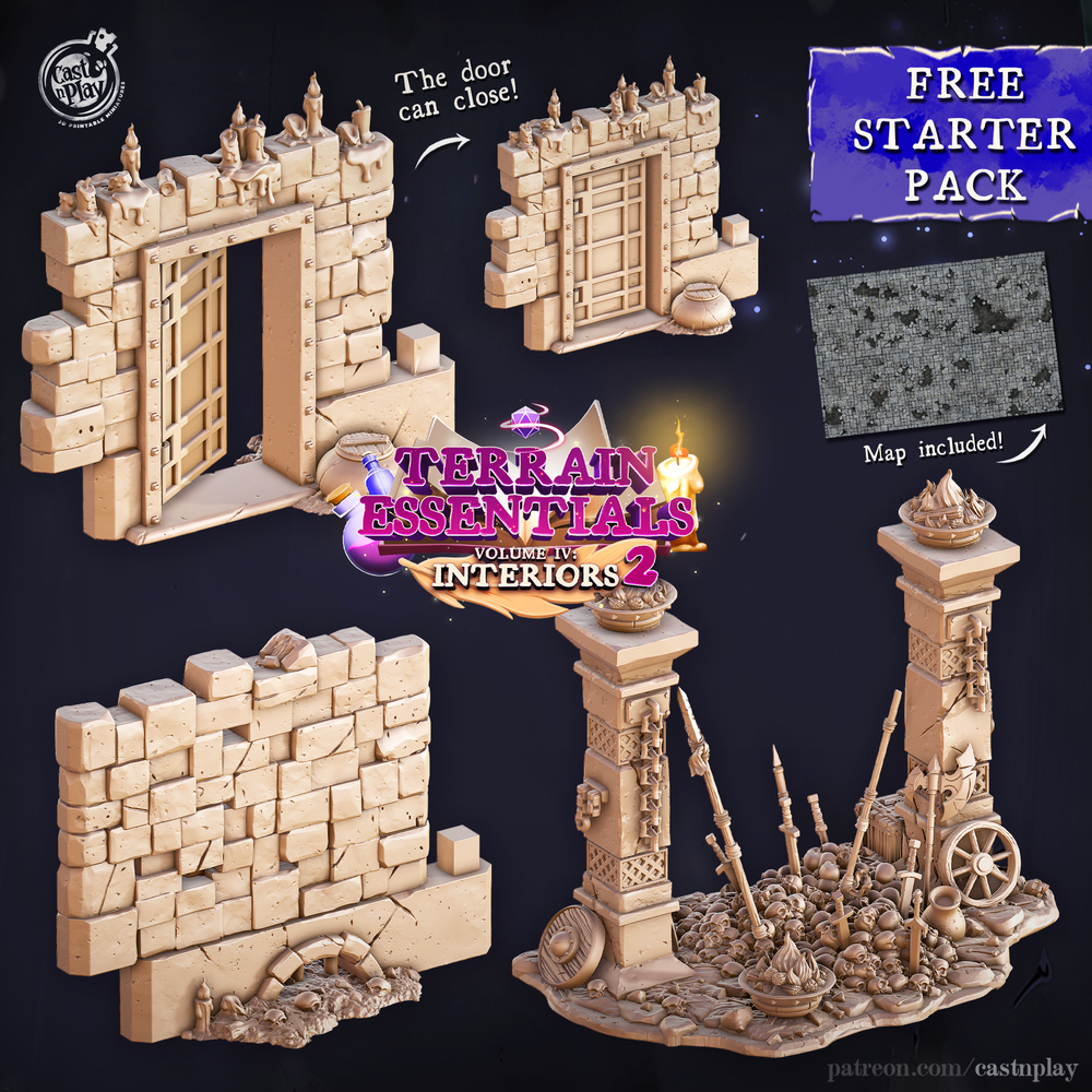 3D Printed Cast n Play TE Interiors Vol IV Starter Set 28mm 32mm D&D (Online Only)