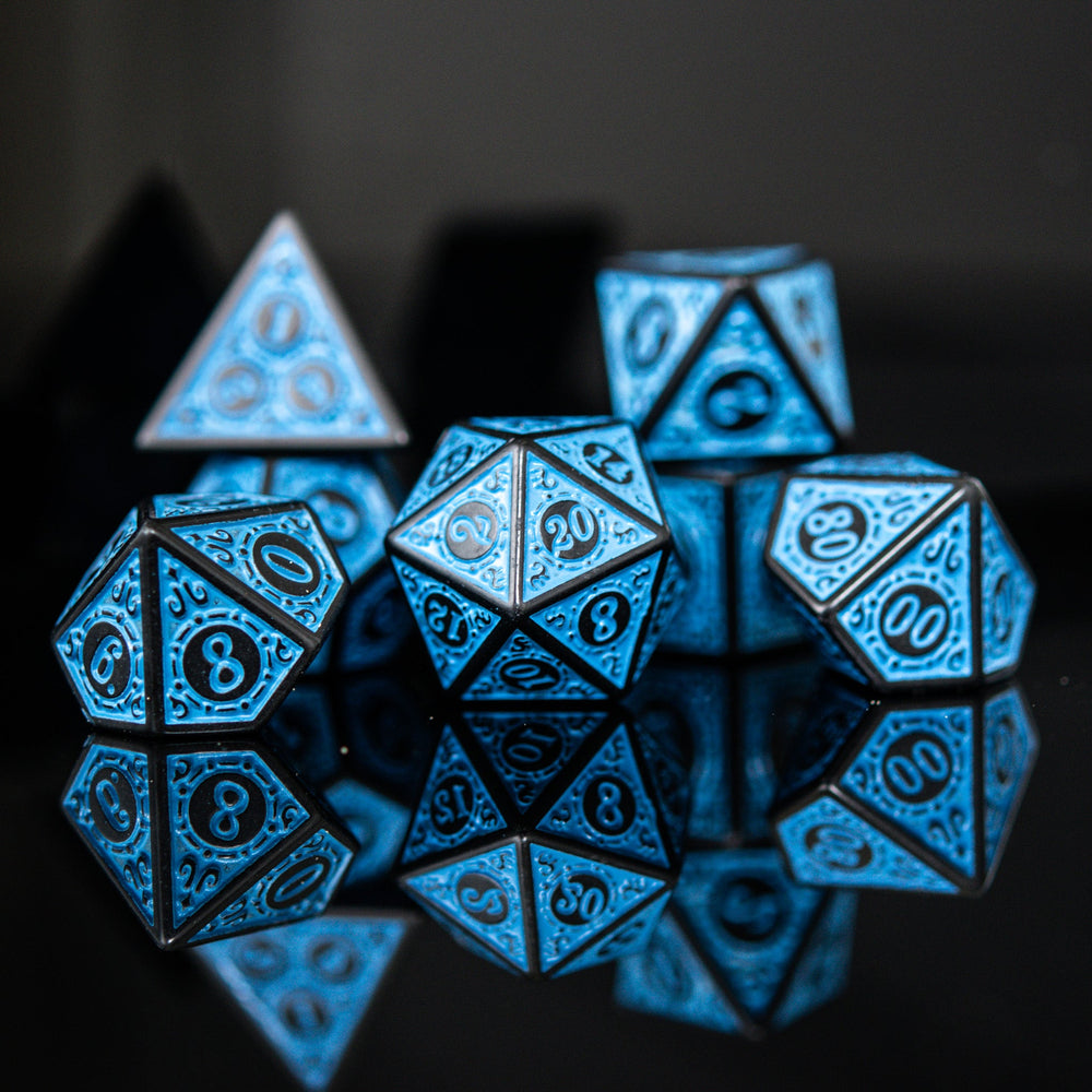 Temple Ruins Blue Acrylic Dice Set (ONLINE ORDER ONLY)