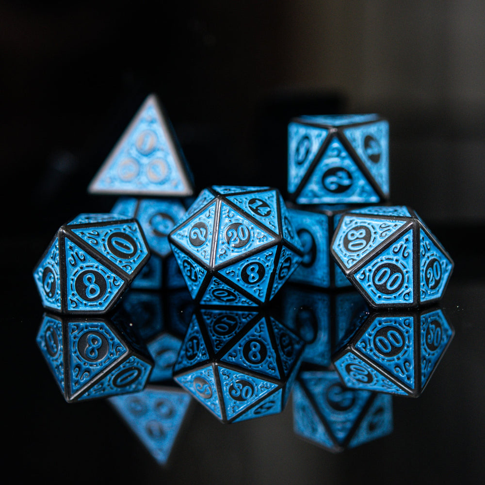 Temple Ruins Blue Acrylic Dice Set (ONLINE ORDER ONLY)