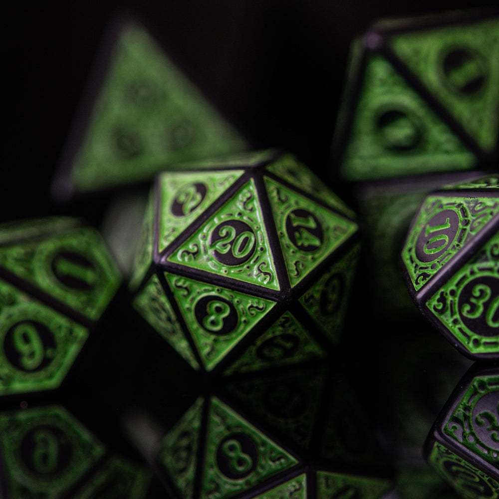 Temple Ruins Green Acrylic Dice Set (ONLINE ORDER ONLY)