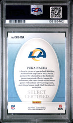 Graded 2023 Panini Select Puka Nacua #CROPNA Certified Rookies Rookie RC Football Card PSA 10 Gem Mint (ONLINE ORDER ONLY)