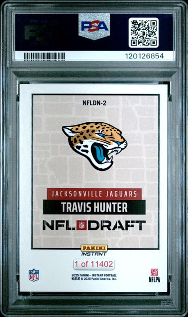 Graded 2025 Panini Instant Travis Hunter #NFLDN2 NFL Draft Night Rookie RC Football Card PSA 9 Mint (ONLINE ORDER ONLY)