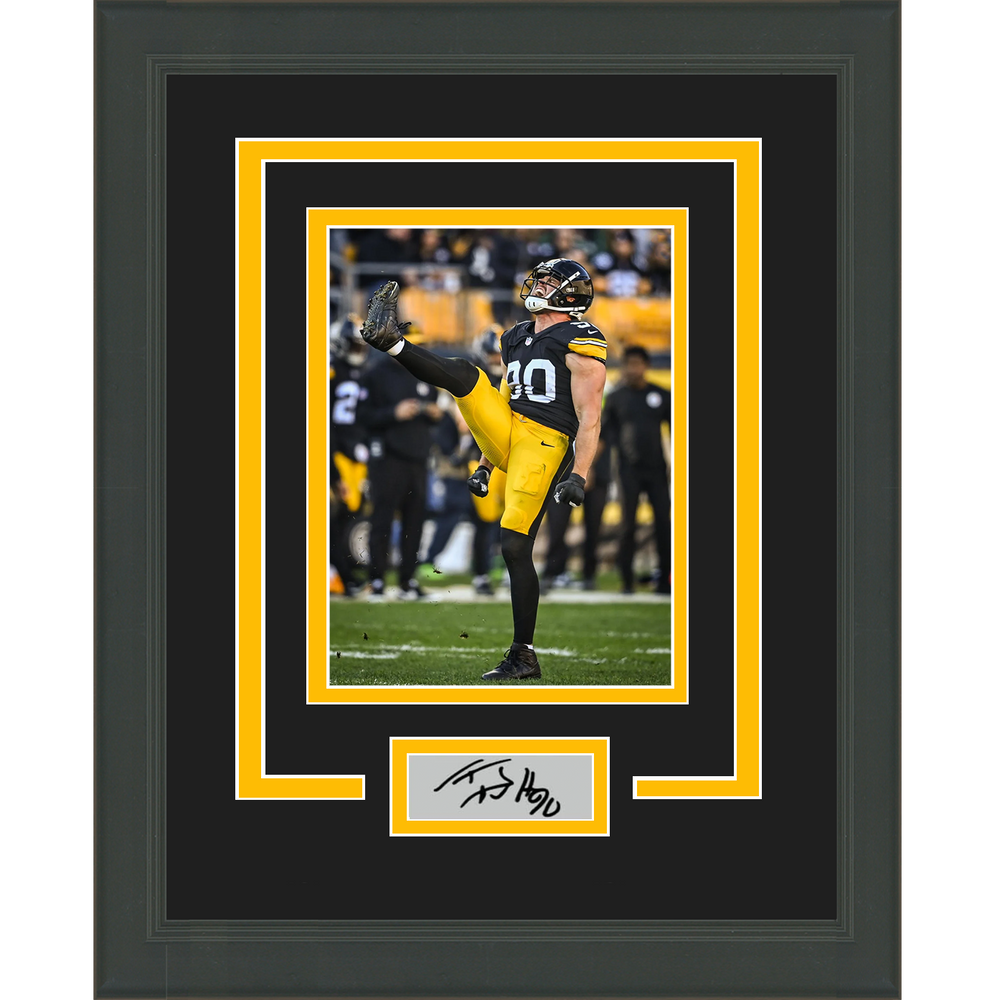Framed T.J. Watt Facsimile Laser Engraved Signature Auto Pittsburgh Steelers 11x14 Football Photo (ONLINE ORDER ONLY)