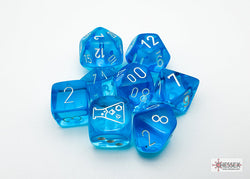 Translucent Polyhedral Tropical Blue/white 7-Die Set (with bonus die) (Online Only)