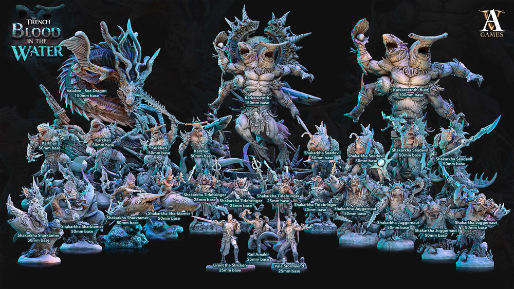 3D Printed Archvillain Games Karkhari The Trench Blood In the Water 28 32mm D&D (Online Only)