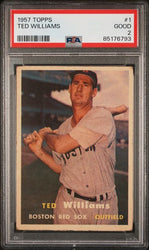Graded 1957 Topps Ted Williams #1 Baseball Card PSA 2 Good (ONLINE ORDER ONLY)