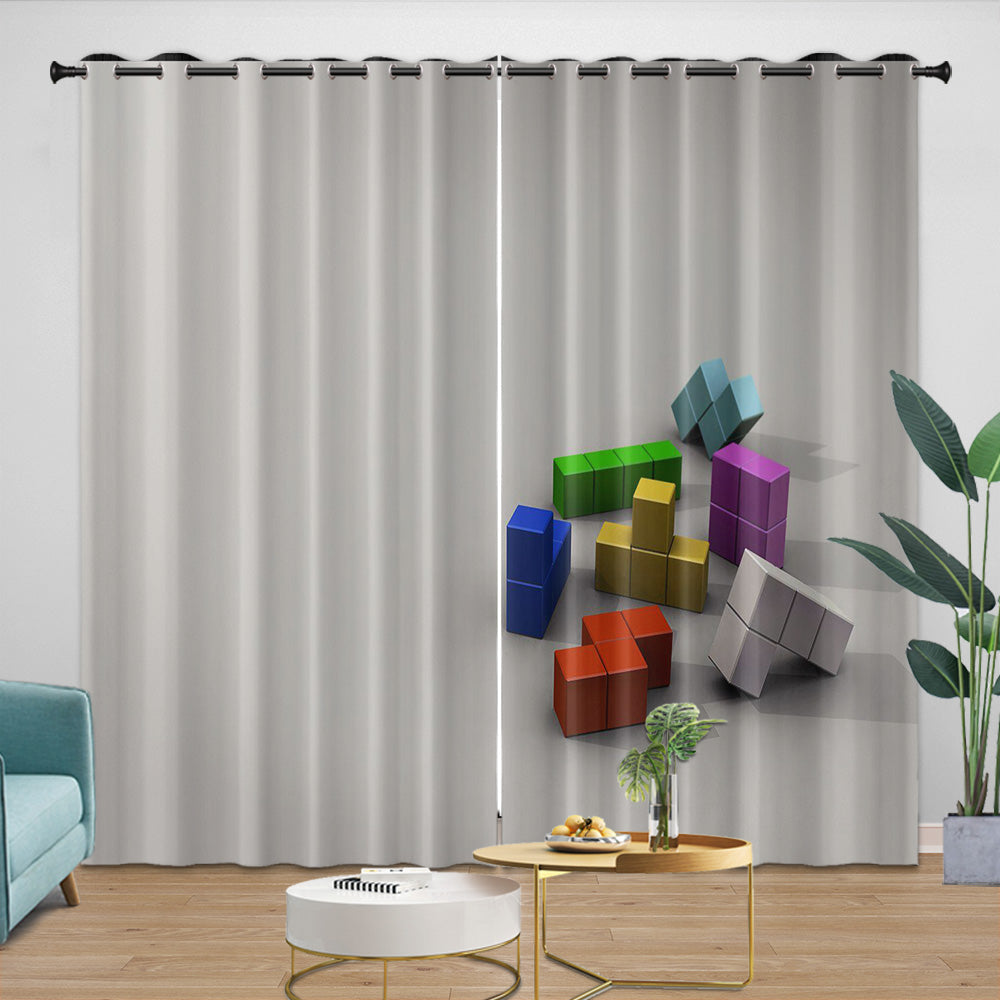 Tetris Curtains Blackout Window Drapes Room Decoration (Online Order Only)