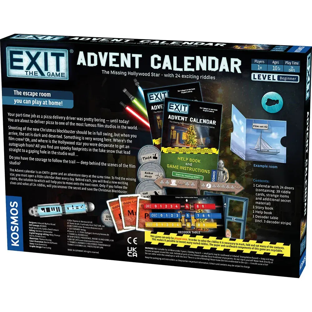 The Missing Hollywood Star Advent Calendar - Exit the Escape Room Game - Kosmos (ONLINE ORDER ONLY)