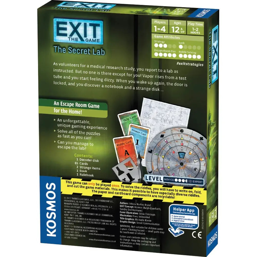 The Secret Lab - Exit the Escape Room Game - Kosmos (ONLINE ORDER ONLY)