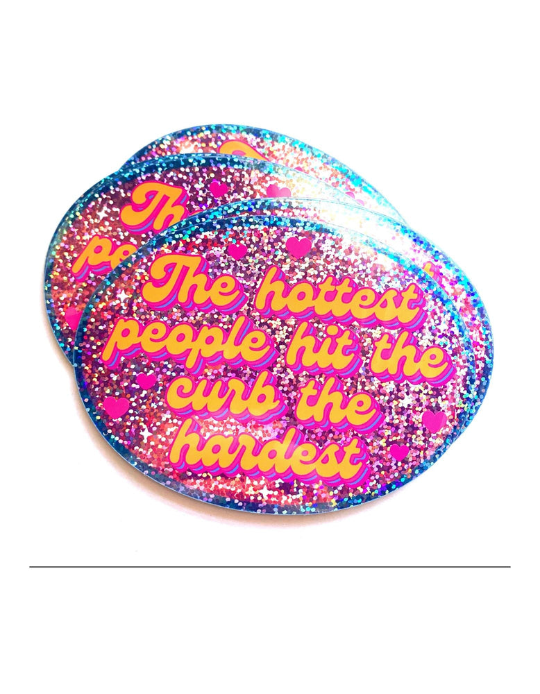 Holographic Glitter Oval Sticker – Hit the Curb Hardest Sticker (ONLINE ORDER ONLY)