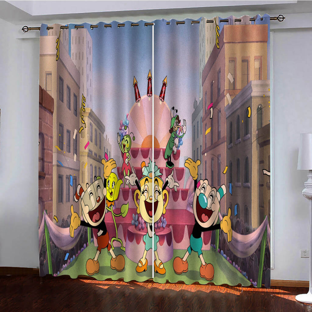 The Cuphead Show Curtains Pattern Blackout Window Drapes (Online Order Only)