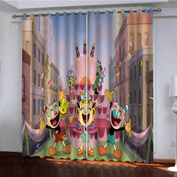 The Cuphead Show Curtains Pattern Blackout Window Drapes (Online Order Only)