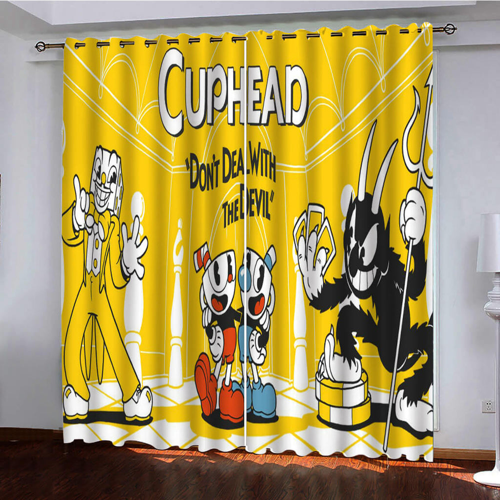 The Cuphead Show Curtains Pattern Blackout Window Drapes (Online Order Only)