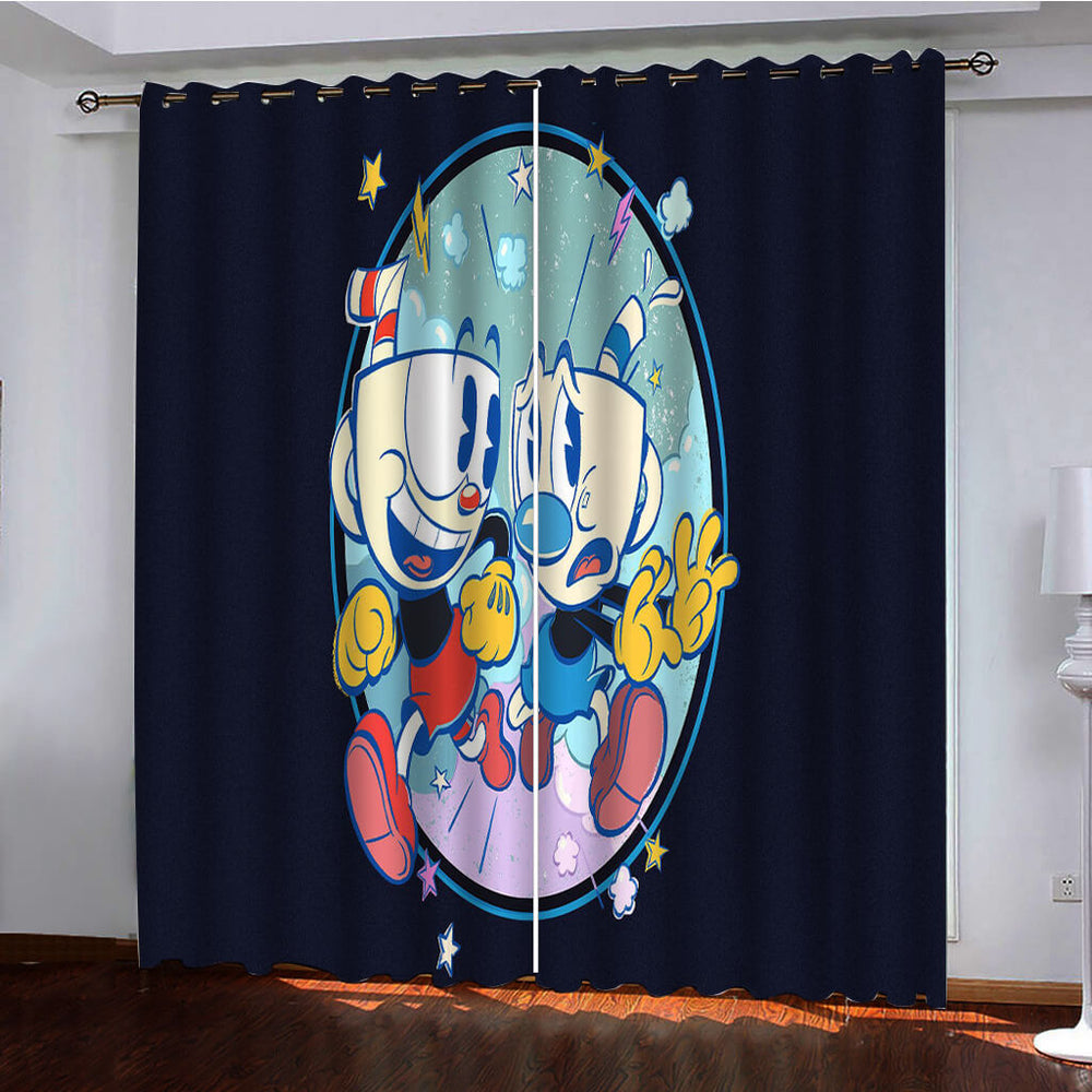 The Cuphead Show Curtains Pattern Blackout Window Drapes (Online Order Only)