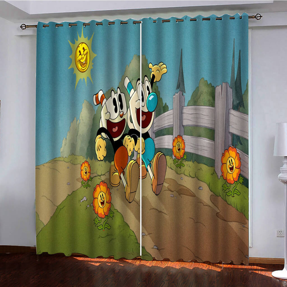 The Cuphead Show Curtains Pattern Blackout Window Drapes (Online Order Only)