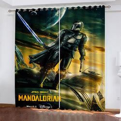 The Mandalorian Yoda Curtains Pattern Blackout Window Drapes (Online Order Only)