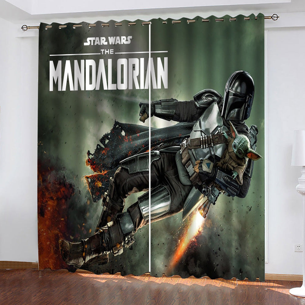 The Mandalorian Yoda Curtains Pattern Blackout Window Drapes (Online Order Only)