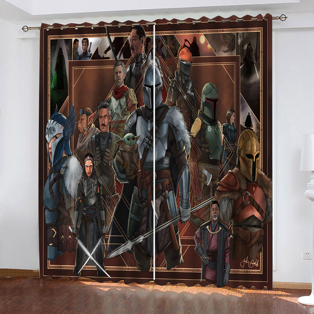 The Mandalorian Yoda Curtains Pattern Blackout Window Drapes (Online Order Only)