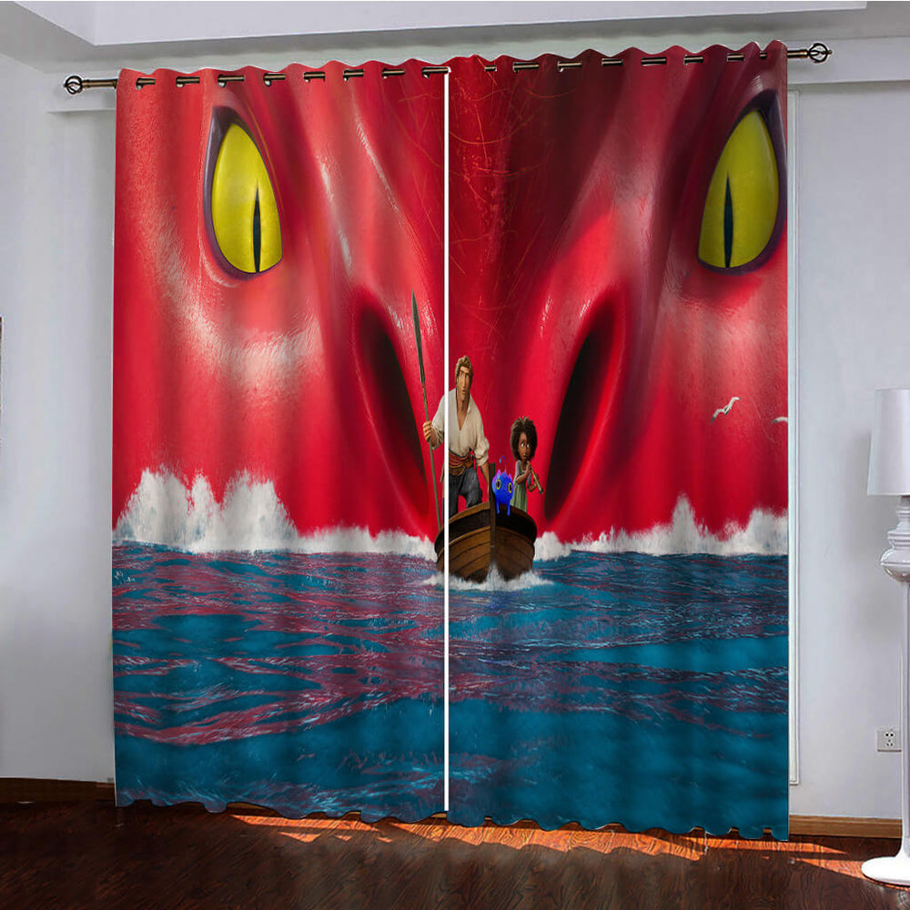 The Sea Beast Curtains Pattern Blackout Window Drapes (Online Order Only)