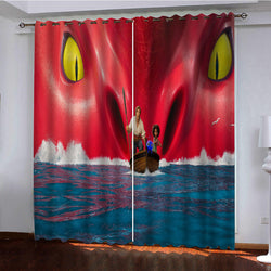 The Sea Beast Curtains Pattern Blackout Window Drapes (Online Order Only)