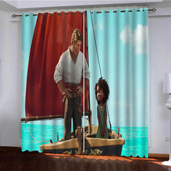 The Sea Beast Curtains Pattern Blackout Window Drapes (Online Order Only)