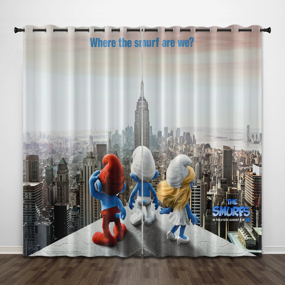 The Smurfs Curtains Pattern Blackout Window Drapes (Online Order Only)