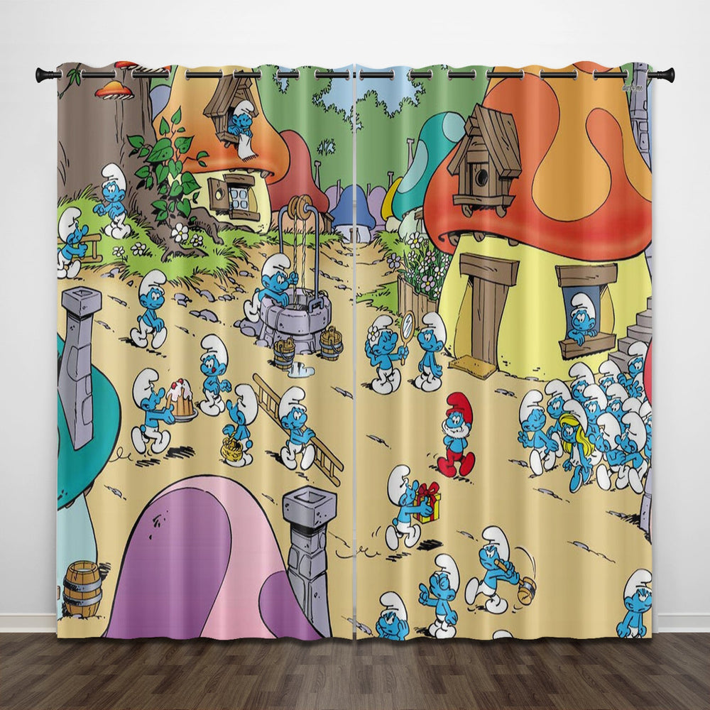 The Smurfs Curtains Pattern Blackout Window Drapes (Online Order Only)