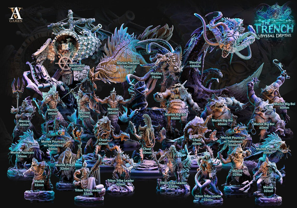 3D Printed Archvillain Games Morlok Pouncers The Trench Abyssal Depths 28 32mm D&D (Online Only)