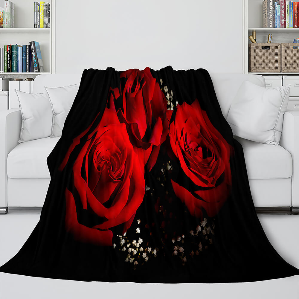 The Vampire Diaries Red Rose Cosplay Flannel Blanket Throw Bedding Sets (Online Order Only)