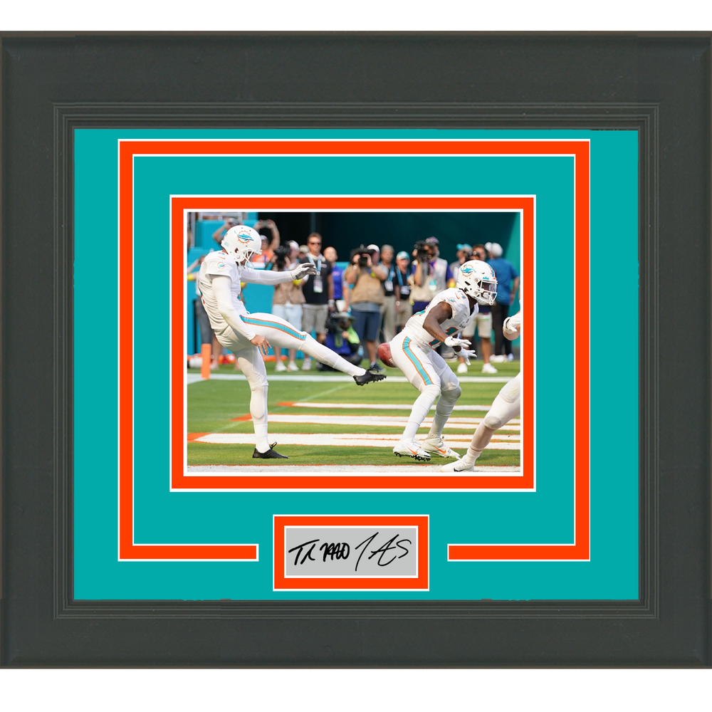 Framed Butt Punt Thomas Morestead Trent Sherfield Facsimile Laser Engraved Signature Dual Auto Miami Dolphins 11x14 Football Photo (ONLINE ORDER ONLY)