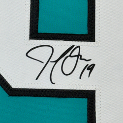 Framed Facsimile Autographed Joe Thornton 35x39 San Jose Teal Reprint Laser Auto Hockey Jersey (ONLINE ORDER ONLY)