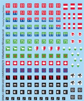 Flames of War: British and Commonwealth Decals (ONLINE ORDER ONLY)