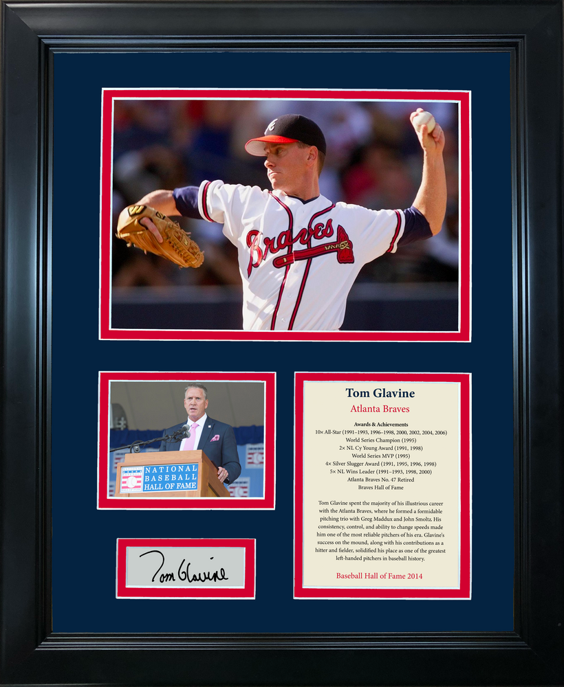 Framed Tom Glavine Hall of Fame Facsimile Laser Engraved Signature Auto Atlanta Braves 11"x14" Baseball Photo Sig Collage (ONLINE ORDER ONLY)