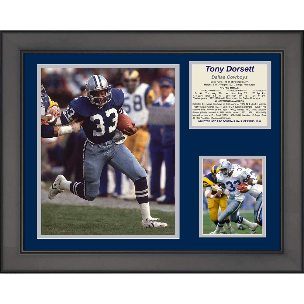 Framed Tony Dorsett Hall of Fame Dallas Cowboys 11"x14" Football Three Photo Collage #2 (ONLINE ORDER ONLY)