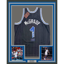 Framed Autographed/Signed Tracy McGrady 35x39 Orlando Magic Black Authentic Swingman Mitchell & Ness Basketball Jersey Fanatics COA (ONLINE ORDER ONLY)